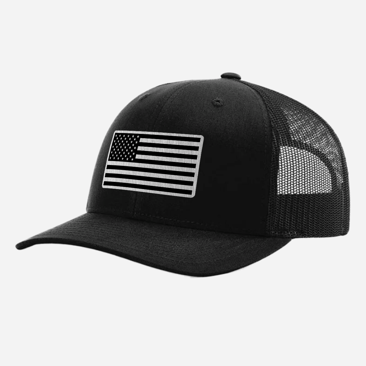 US Flag Brushed Stainless Patch Hat