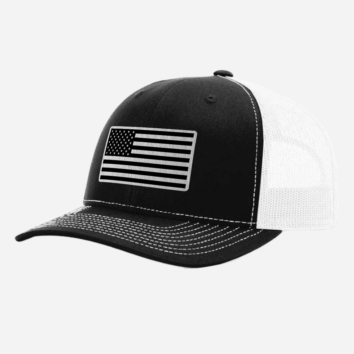 US Flag Brushed Stainless Patch Hat