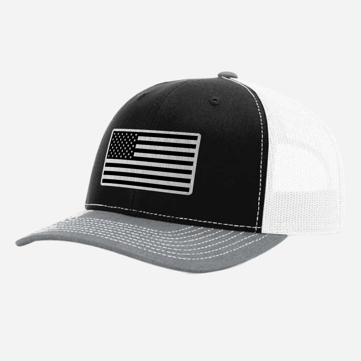 US Flag Brushed Stainless Patch Hat