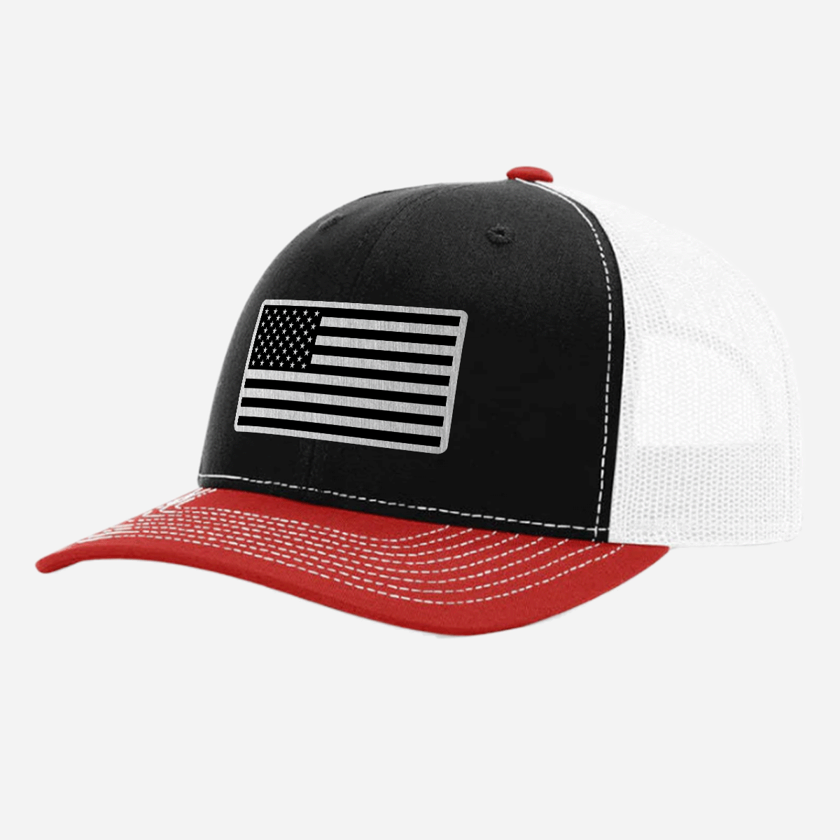 US Flag Brushed Stainless Patch Hat