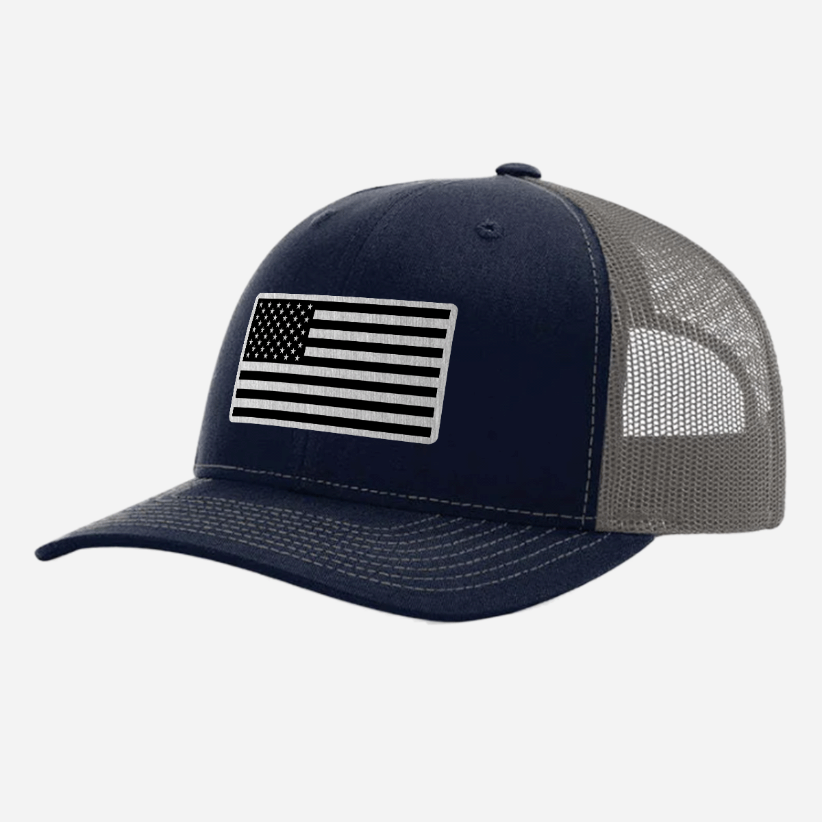 US Flag Brushed Stainless Patch Hat