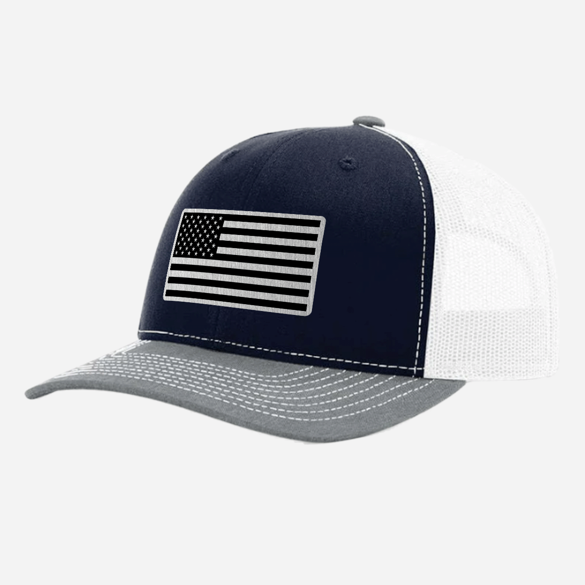 US Flag Brushed Stainless Patch Hat
