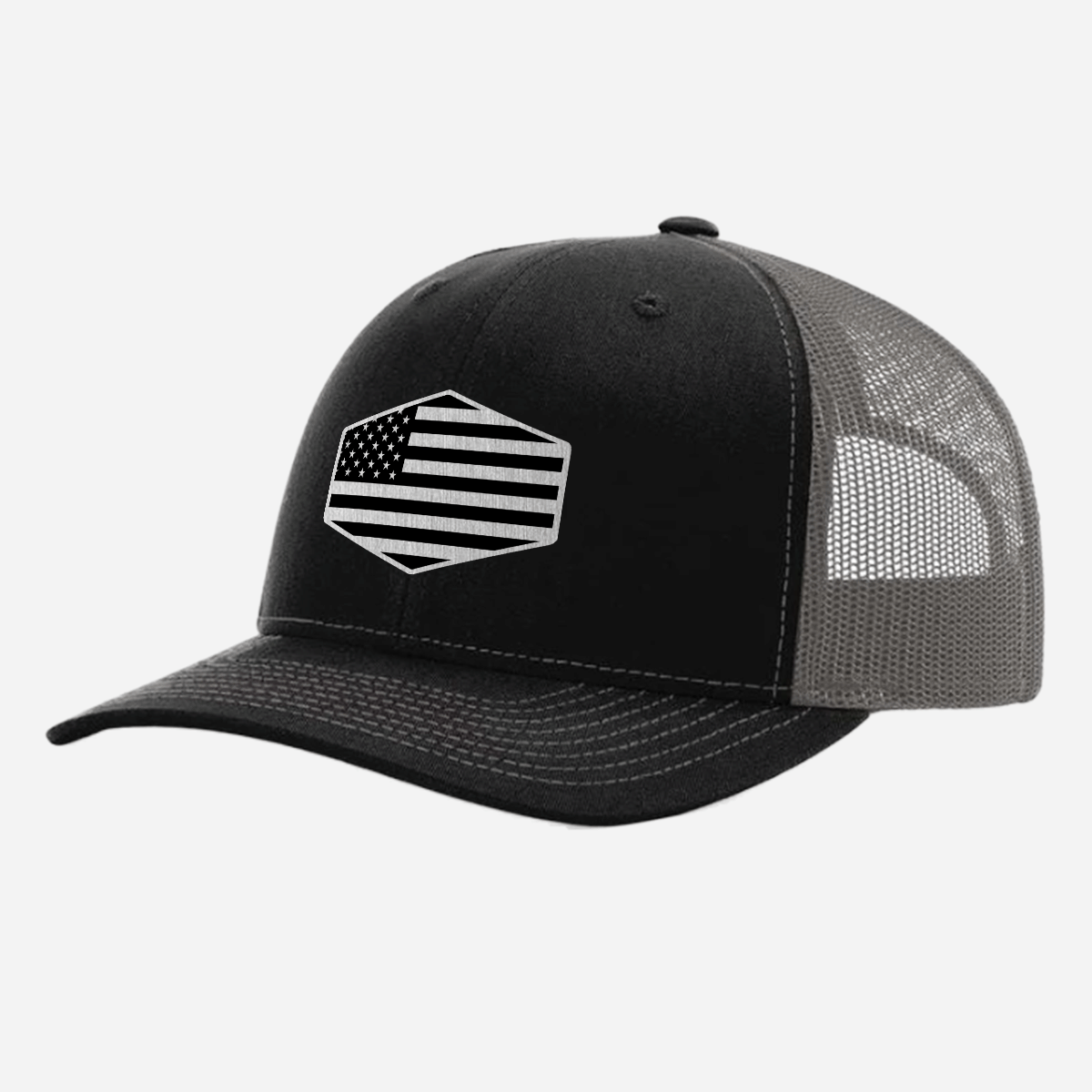 US Flag Brushed Stainless Patch Hat