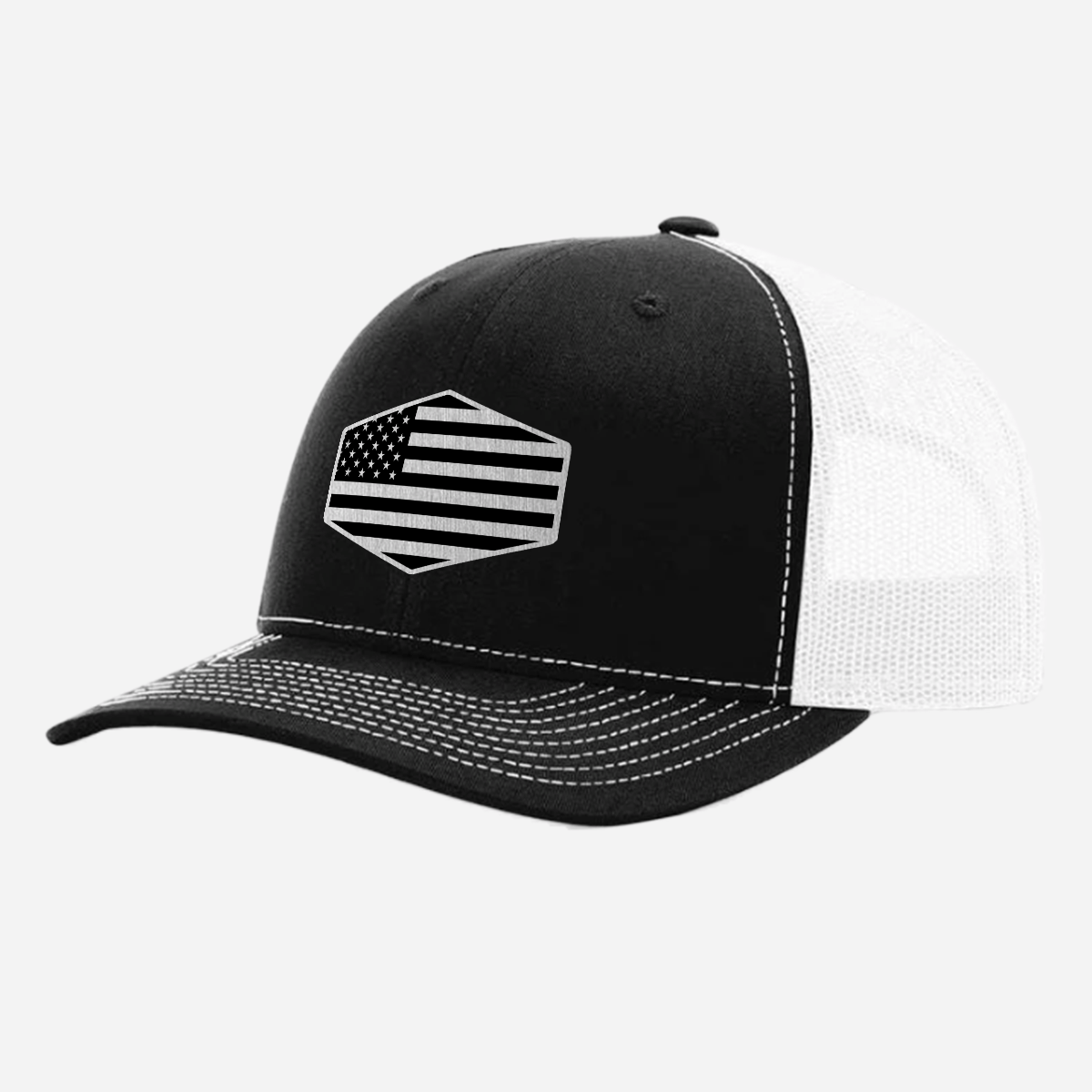 US Flag Brushed Stainless Patch Hat