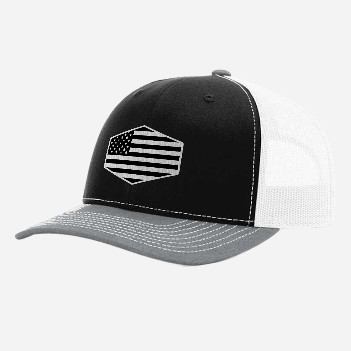US Flag Brushed Stainless Patch Hat