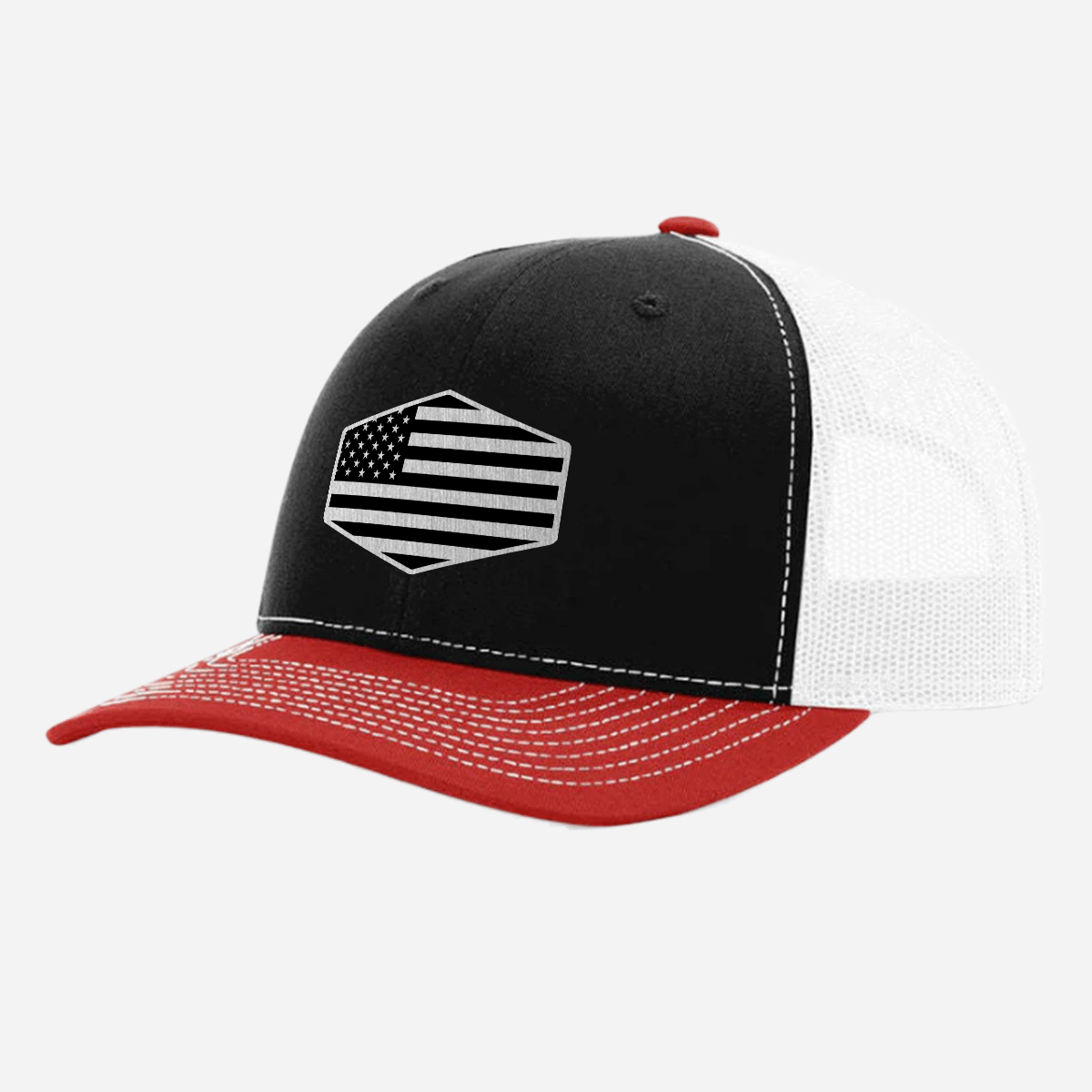 US Flag Brushed Stainless Patch Hat