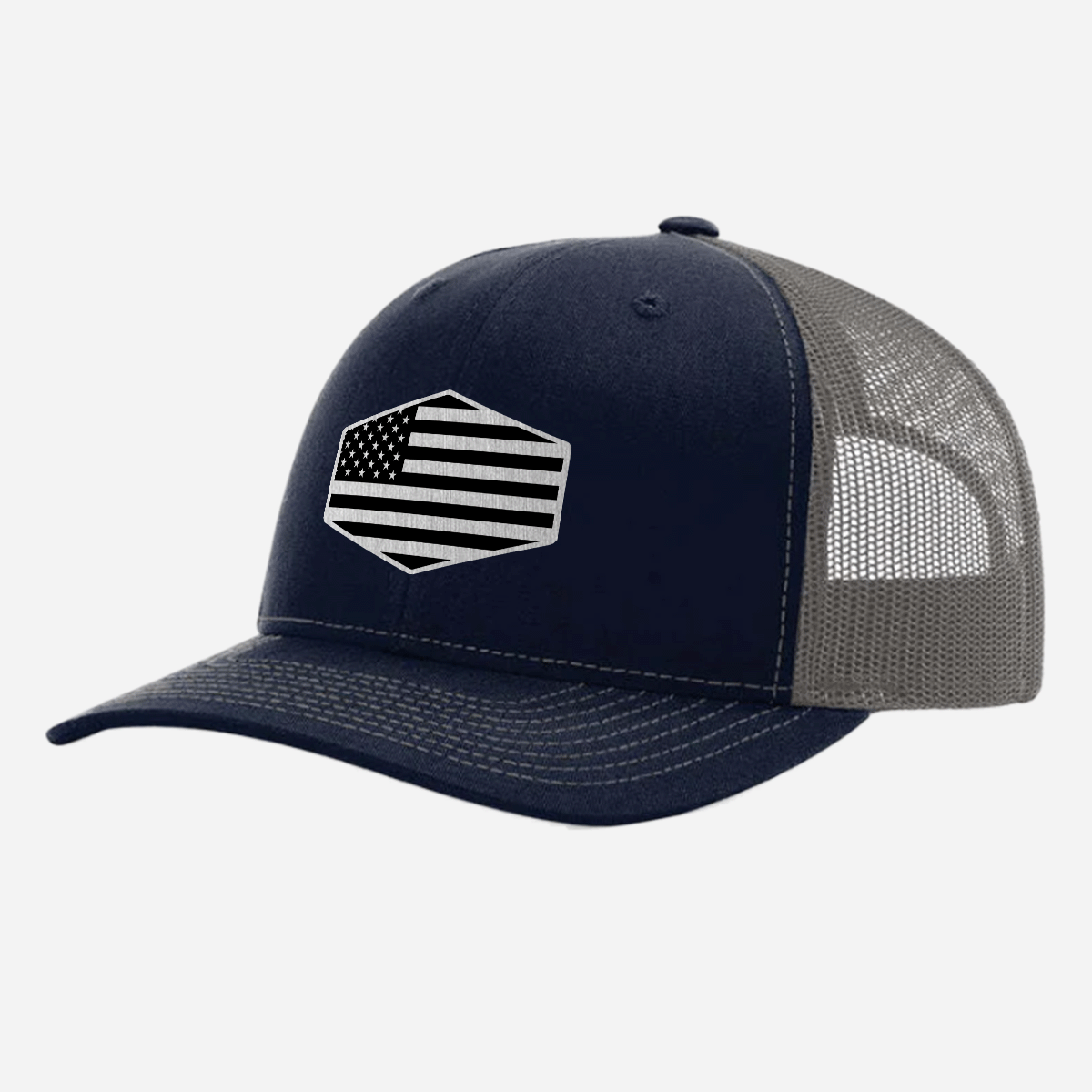 US Flag Brushed Stainless Patch Hat