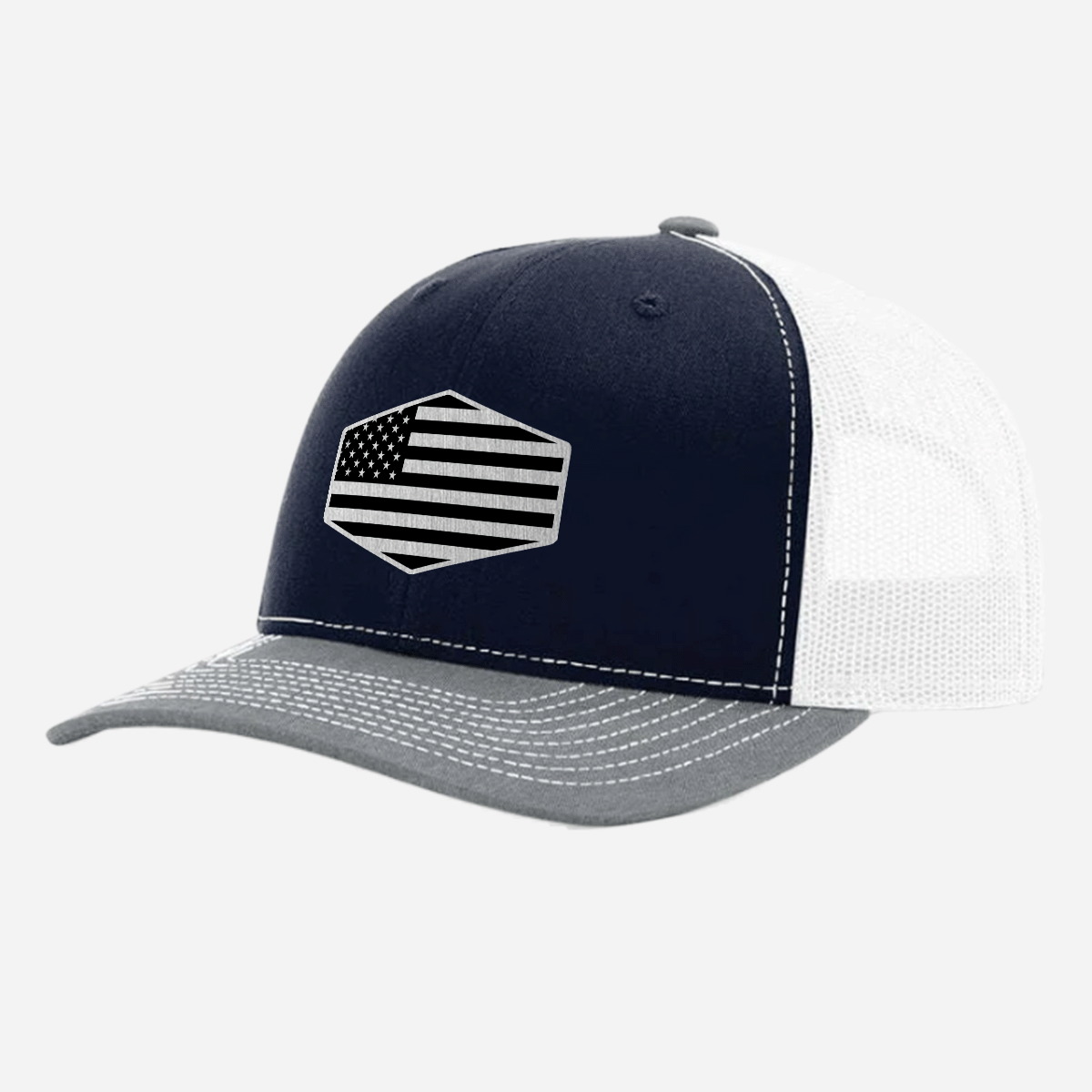 US Flag Brushed Stainless Patch Hat