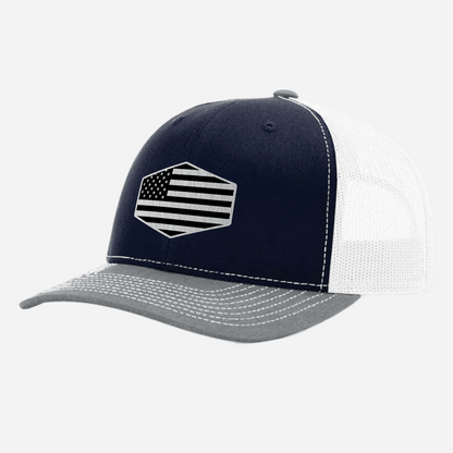 US Flag Brushed Stainless Patch Hat