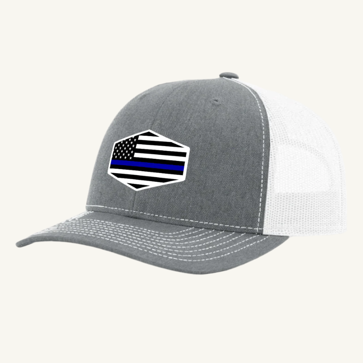Thin Blue Line hat with custom acrylic patch honoring law enforcement