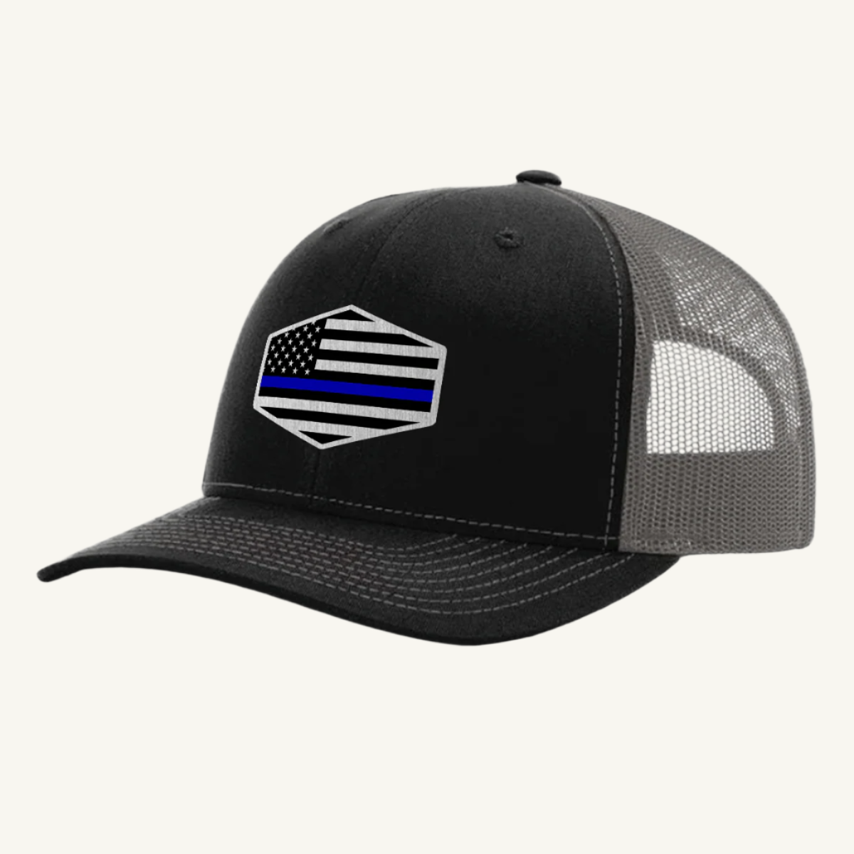 Thin Blue Line hat with custom acrylic patch honoring law enforcement