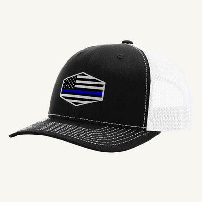 Thin Blue Line hat with custom acrylic patch honoring law enforcement