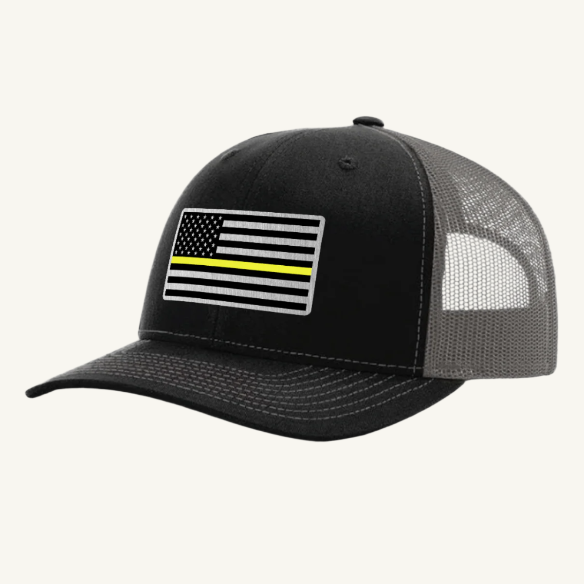Thin Yellow Line hat with custom acrylic patch honoring emergency dispatchers