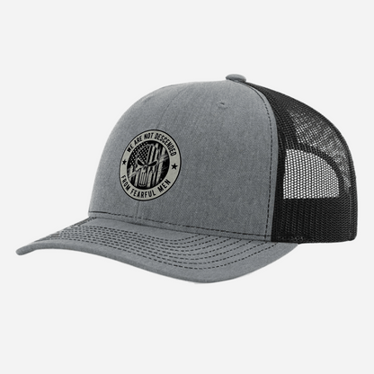 We Are Not Descended From Fearful Men Leatherette Patch Hat