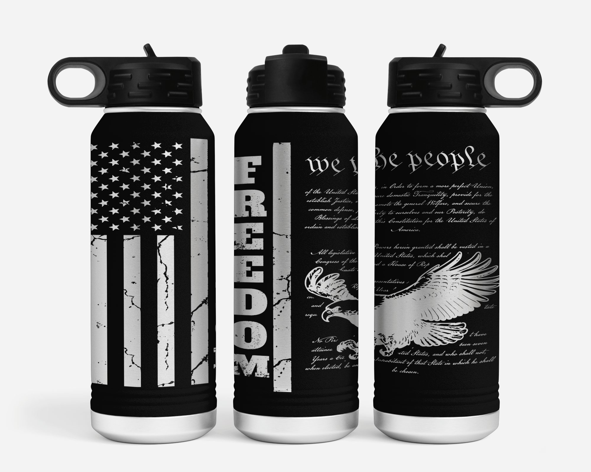 We the People, Bald Eagle, Freedom USA Flag 32oz Polar Camel Water Bottle