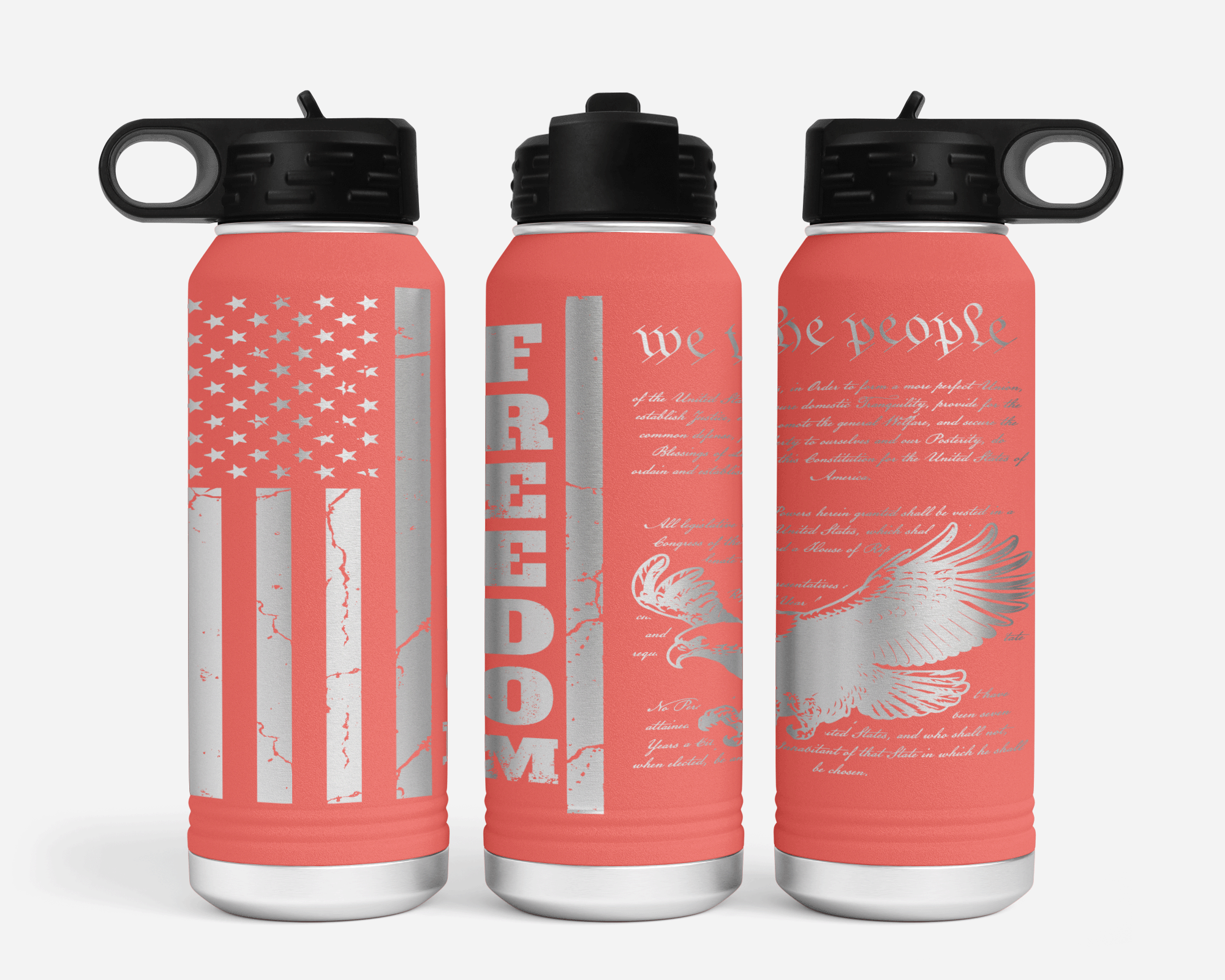 We the People, Bald Eagle, Freedom USA Flag 32oz Polar Camel Water Bottle