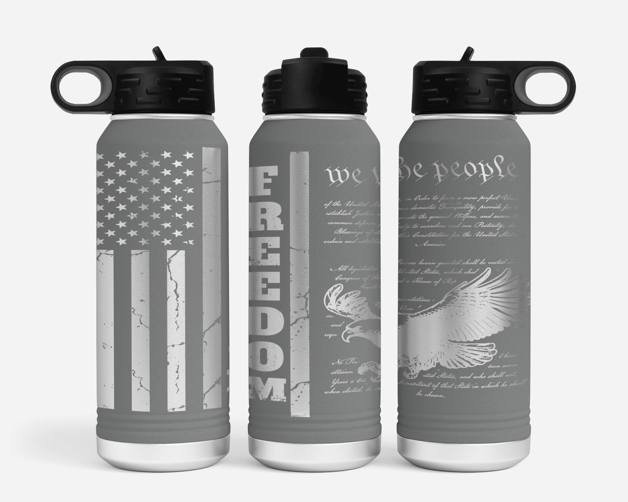 We the People, Bald Eagle, Freedom USA Flag 32oz Polar Camel Water Bottle