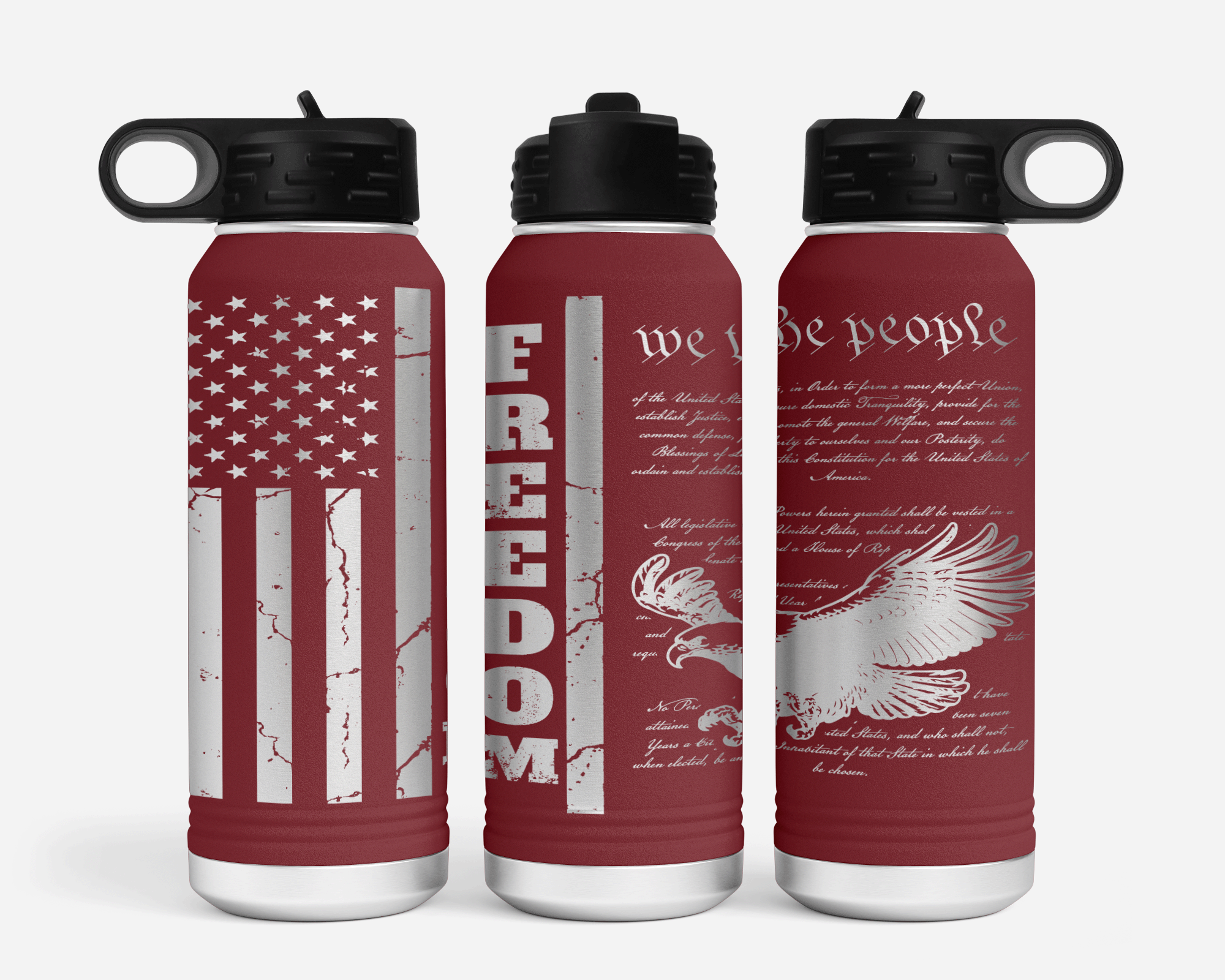 We the People, Bald Eagle, Freedom USA Flag 32oz Polar Camel Water Bottle