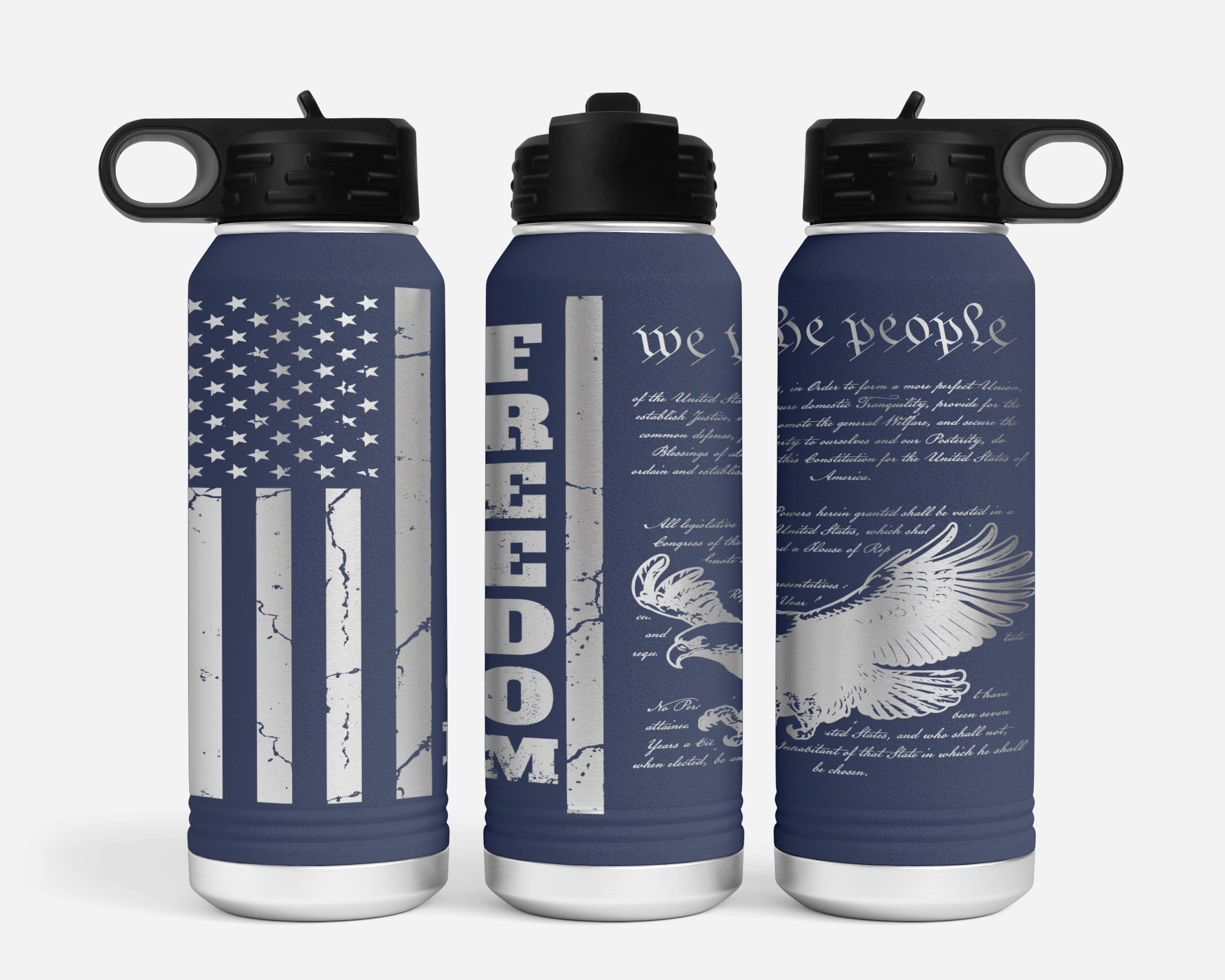 We the People, Bald Eagle, Freedom USA Flag 32oz Polar Camel Water Bottle