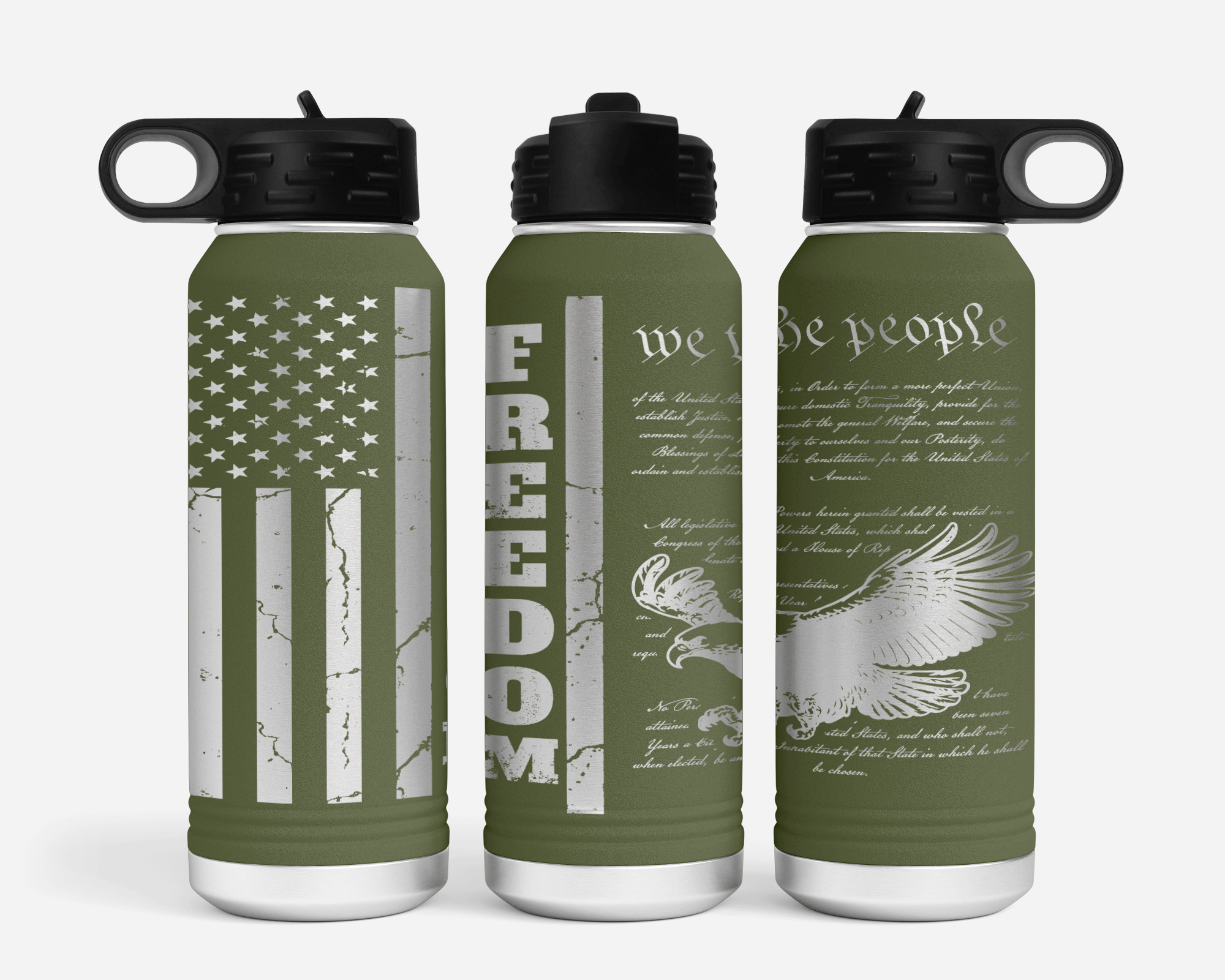 We the People, Bald Eagle, Freedom USA Flag 32oz Polar Camel Water Bottle
