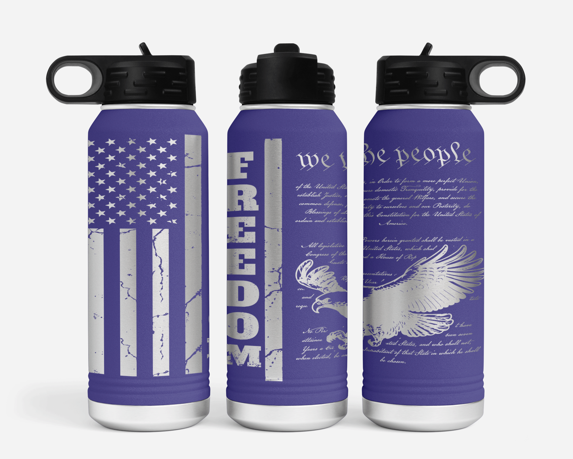 We the People, Bald Eagle, Freedom USA Flag 32oz Polar Camel Water Bottle