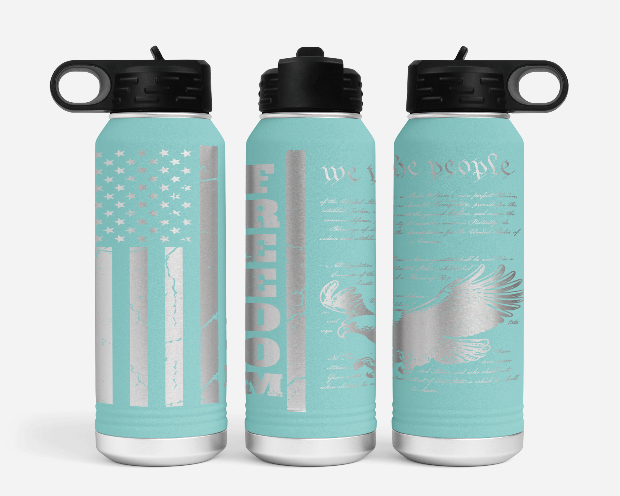 We the People, Bald Eagle, Freedom USA Flag 32oz Polar Camel Water Bottle