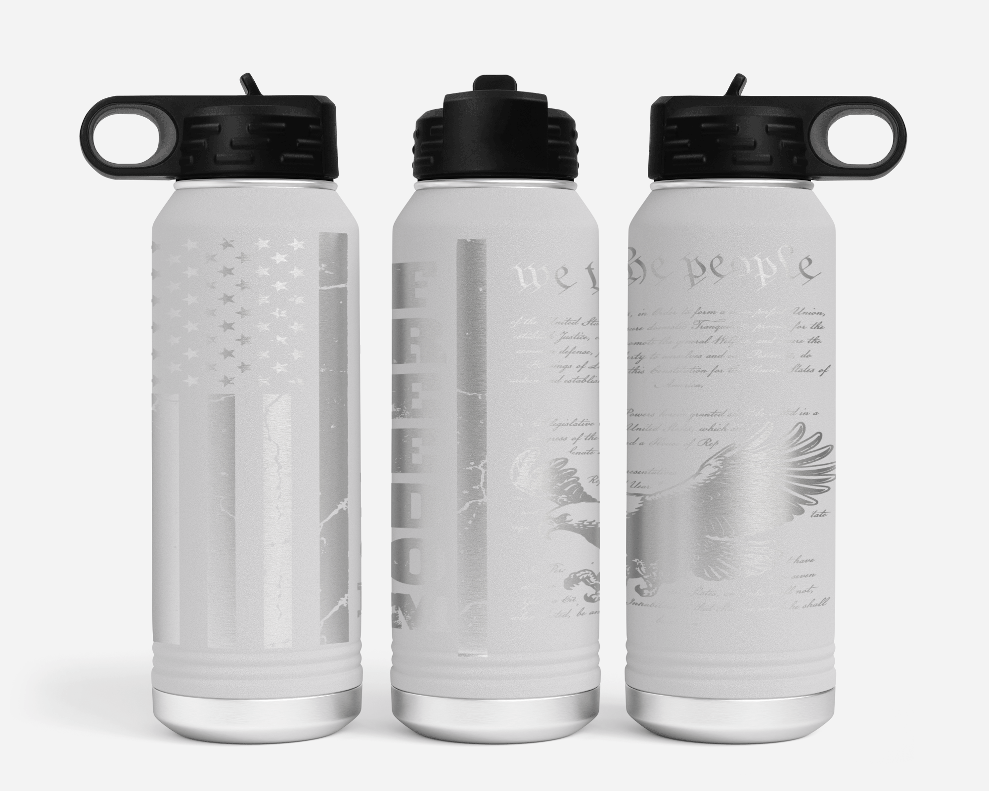 We the People, Bald Eagle, Freedom USA Flag 32oz Polar Camel Water Bottle
