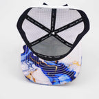 White & Blue Marble Performance Hat – White Back