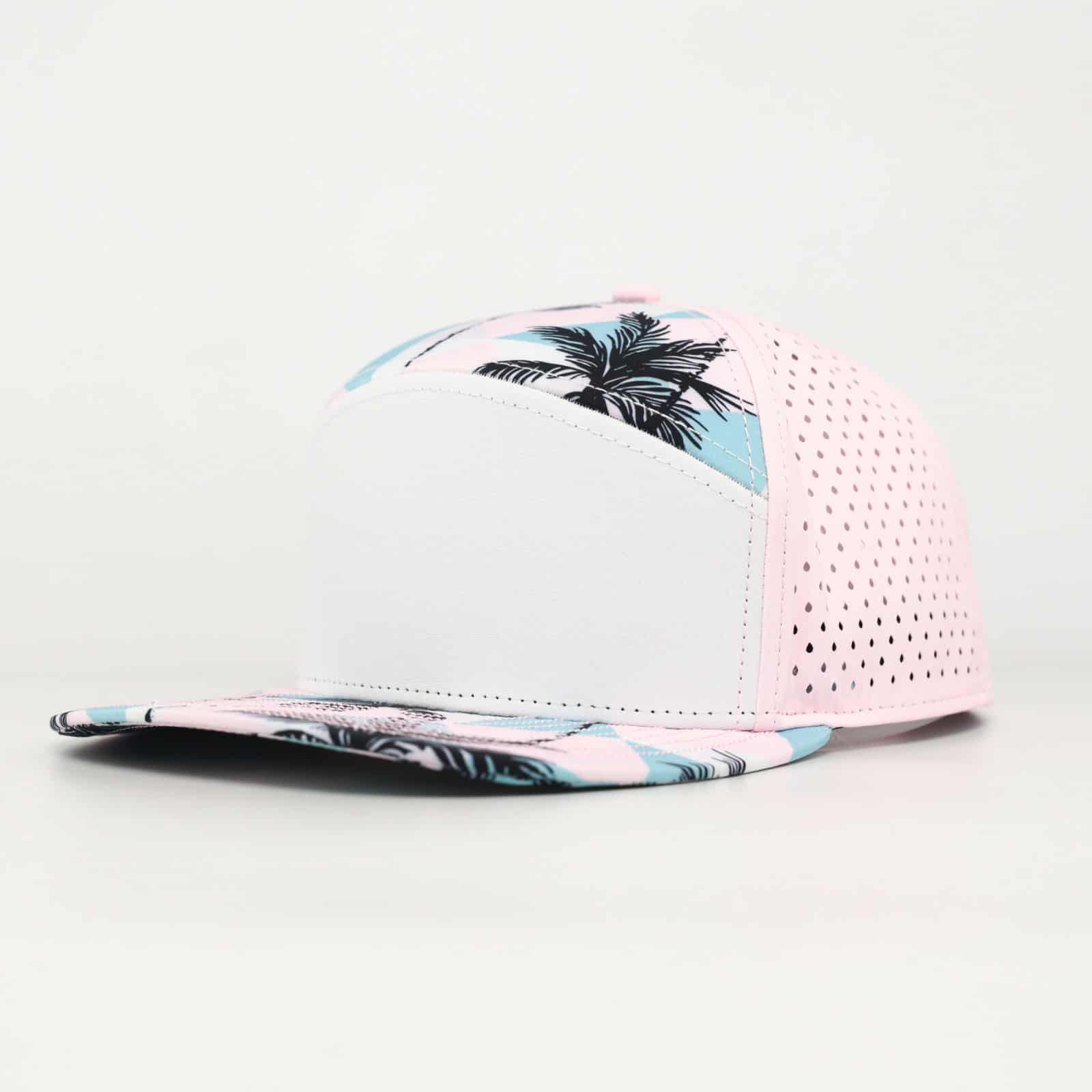 white front with palm trees and pink back