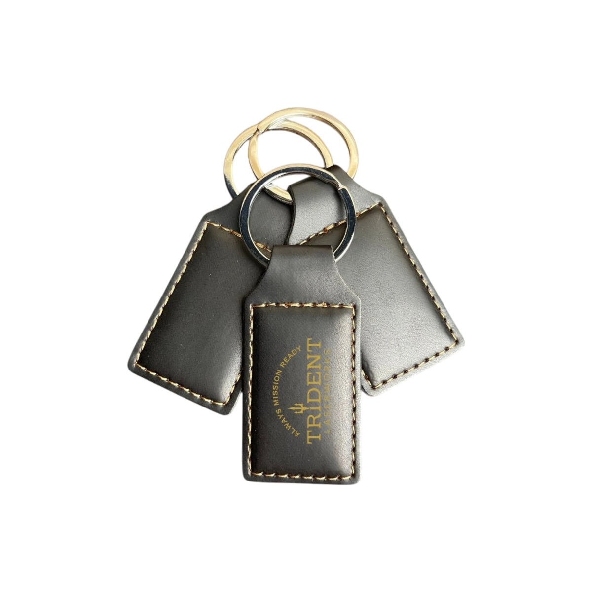 Black Copper leatherette keychain with copper laser engraved logo – Trident LaserWorks