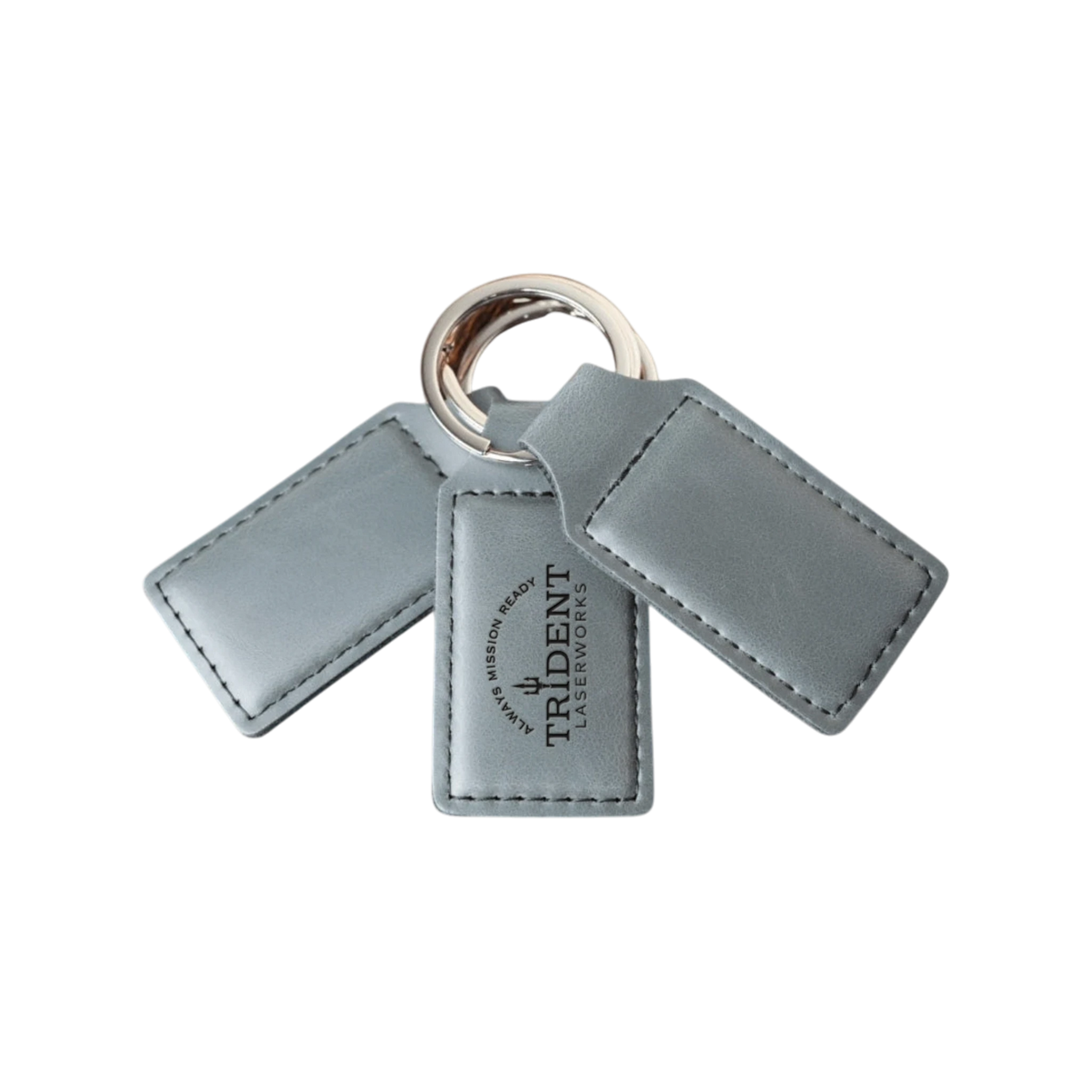 Charcoal leatherette keychain with laser engraved logo – Trident LaserWorks