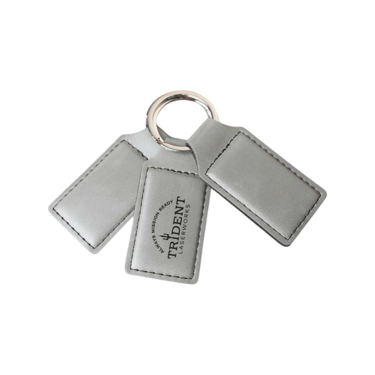 Flint leatherette keychain with laser engraved logo – Trident LaserWorks