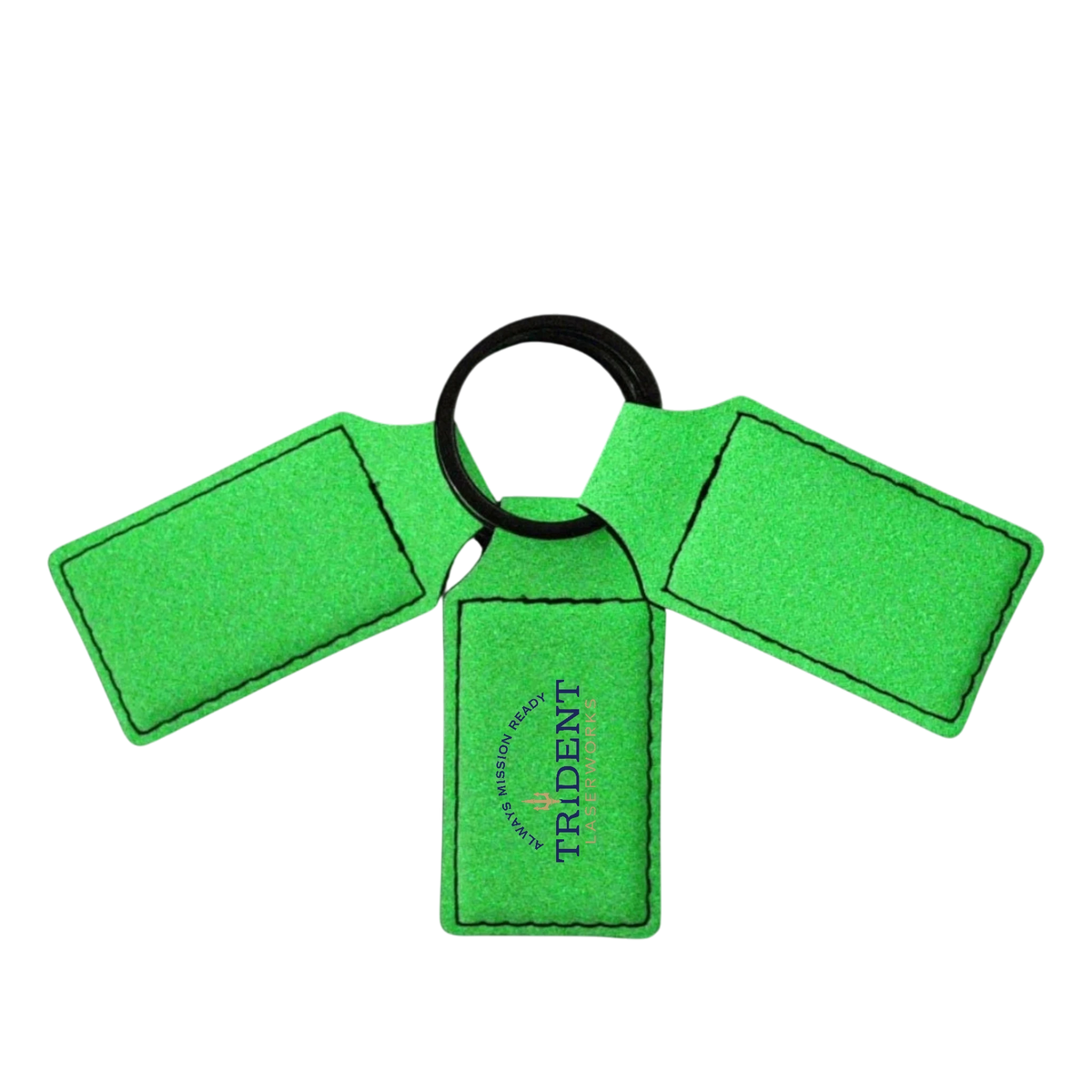 Glow-in-the-Dark leatherette keychain with UV printed full-color logo – Trident LaserWorks