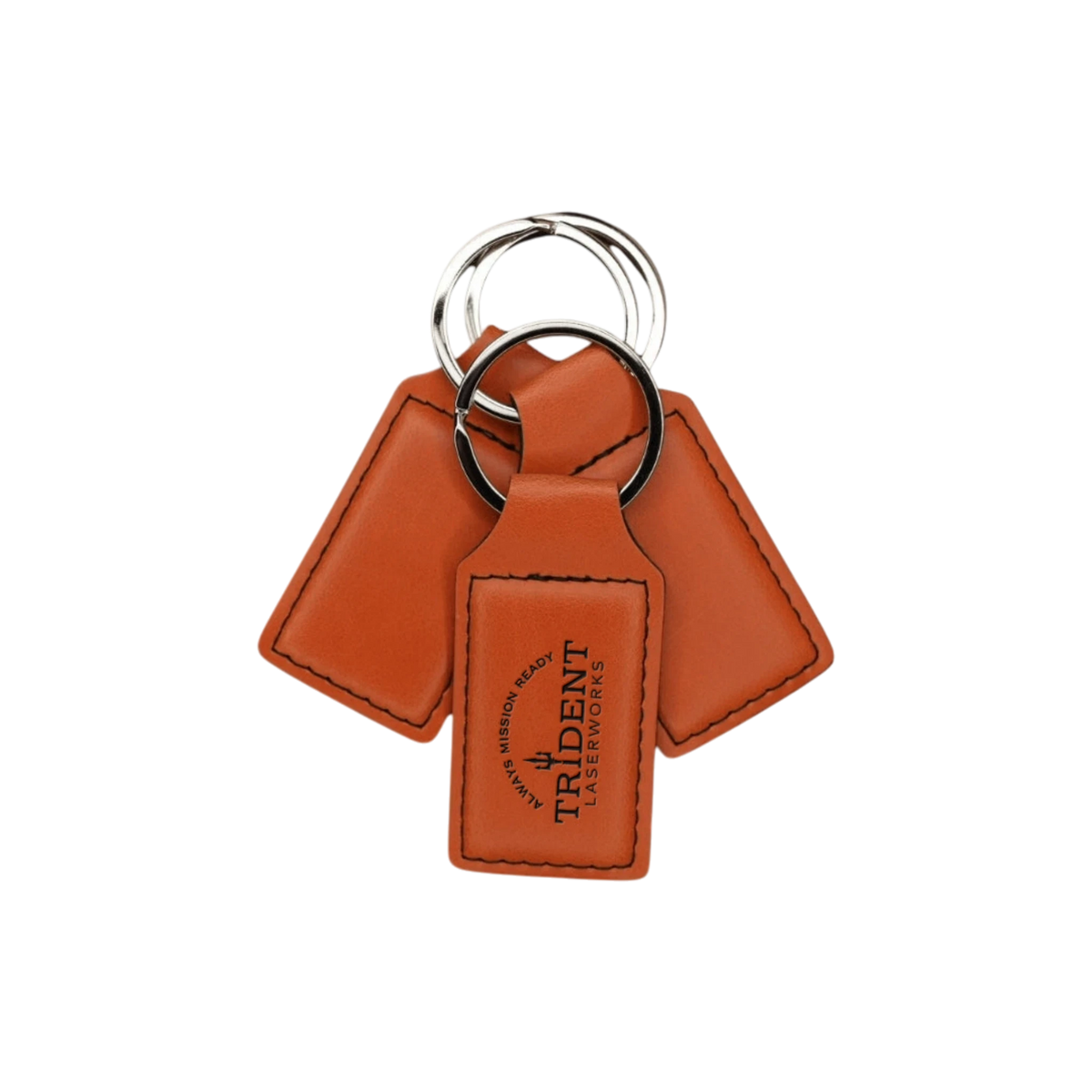Orange leatherette keychain with laser engraved logo – Trident LaserWorks