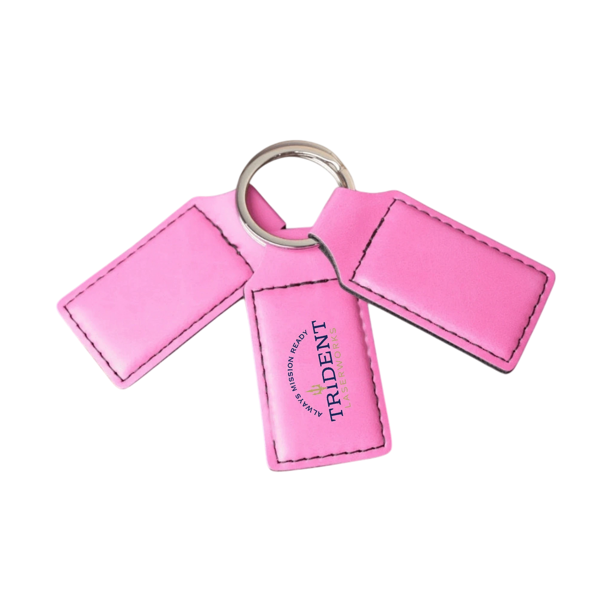 Primrose leatherette keychain with UV printed full-color logo – Trident LaserWorks