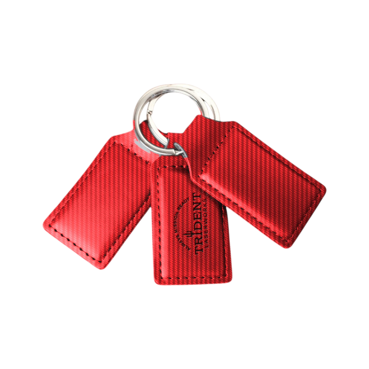 Red Carbon Fiber leatherette keychain with laser engraved logo – Trident LaserWorks