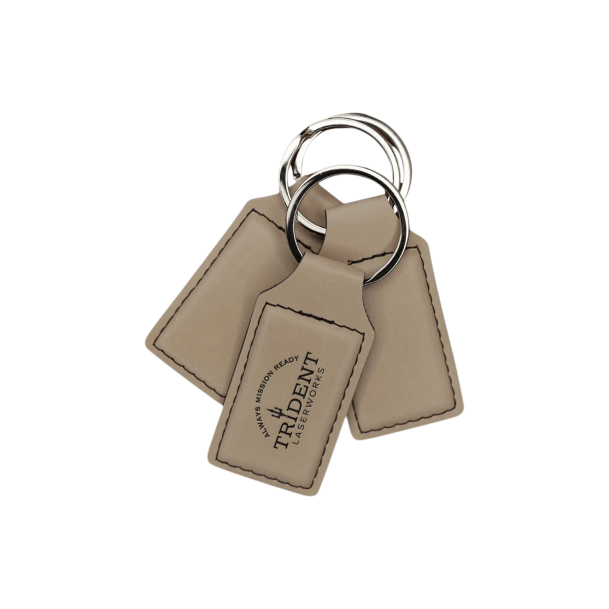 Sand leatherette keychain with laser engraved logo – Trident LaserWorks