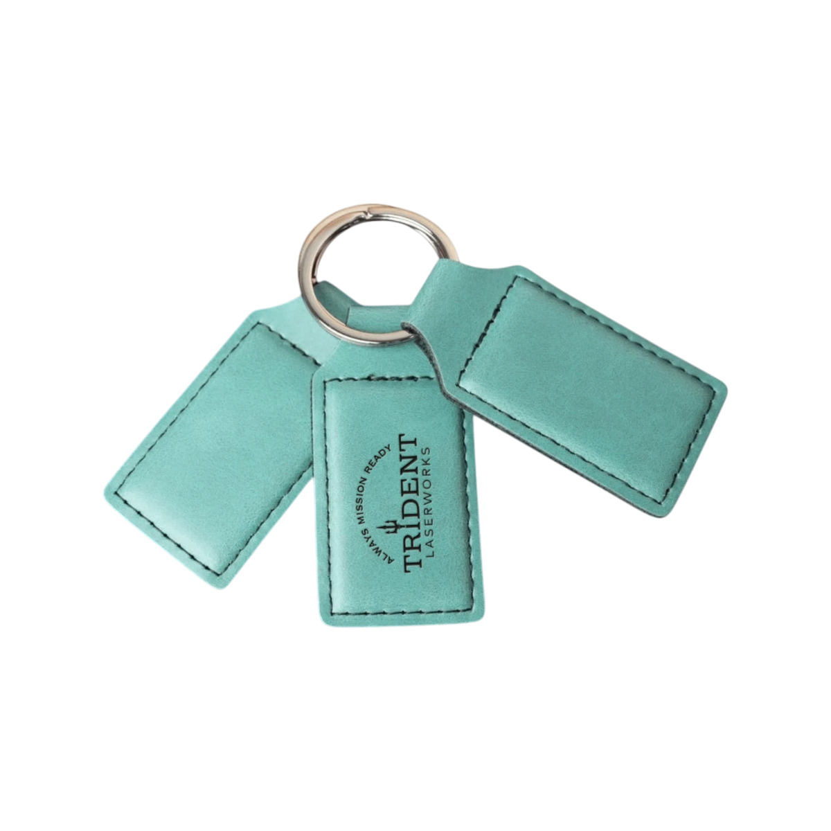 Seafoam leatherette keychain with laser engraved logo – Trident LaserWorks