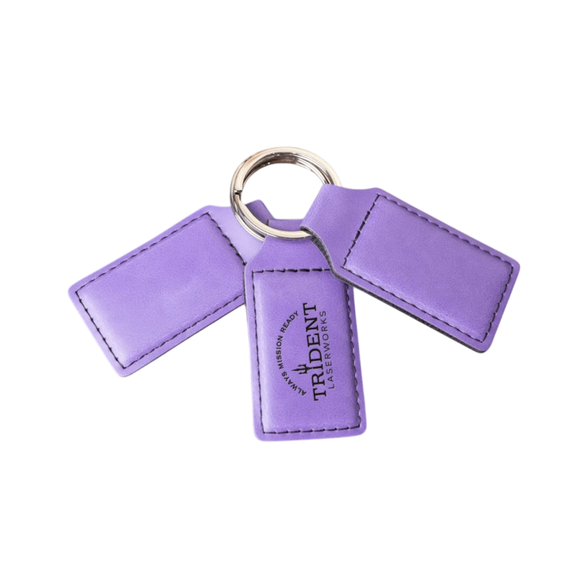 Violet leatherette keychain with laser engraved logo – Trident LaserWorks