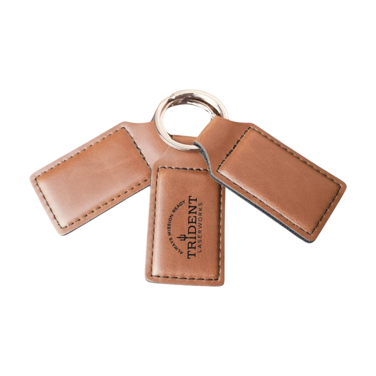 Walnut leatherette keychain with laser engraved logo – Trident LaserWorks