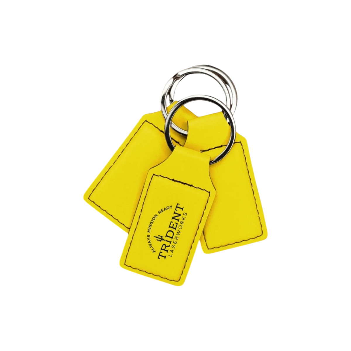 Yellow leatherette keychain with laser engraved logo – Trident LaserWorks