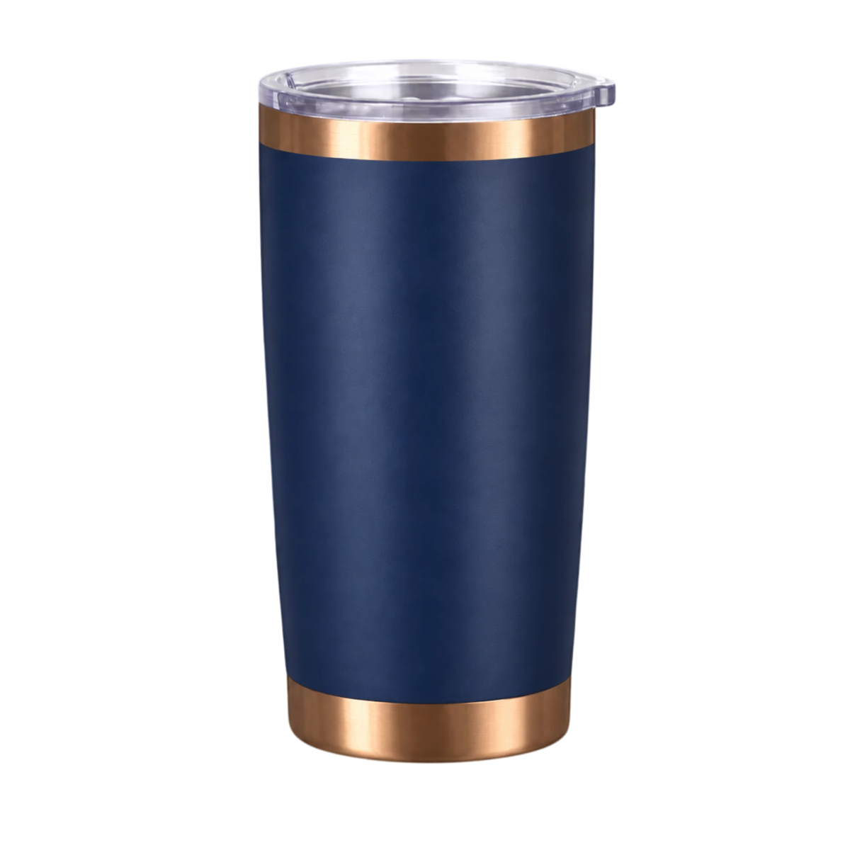 Deepwater navy blue Mission Ready brushed copper 20oz tumbler, transparent product image for custom laser engraving preview.