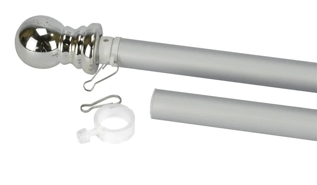 Flag pole with ball top and mounting rings