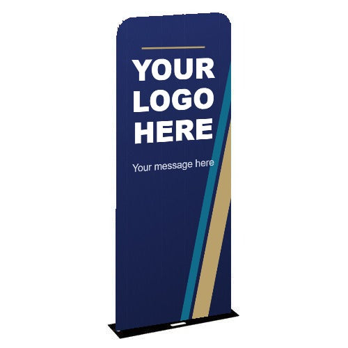Premium 3 ft x 7.5 ft tension fabric banner stand with base plate and custom printed graphic