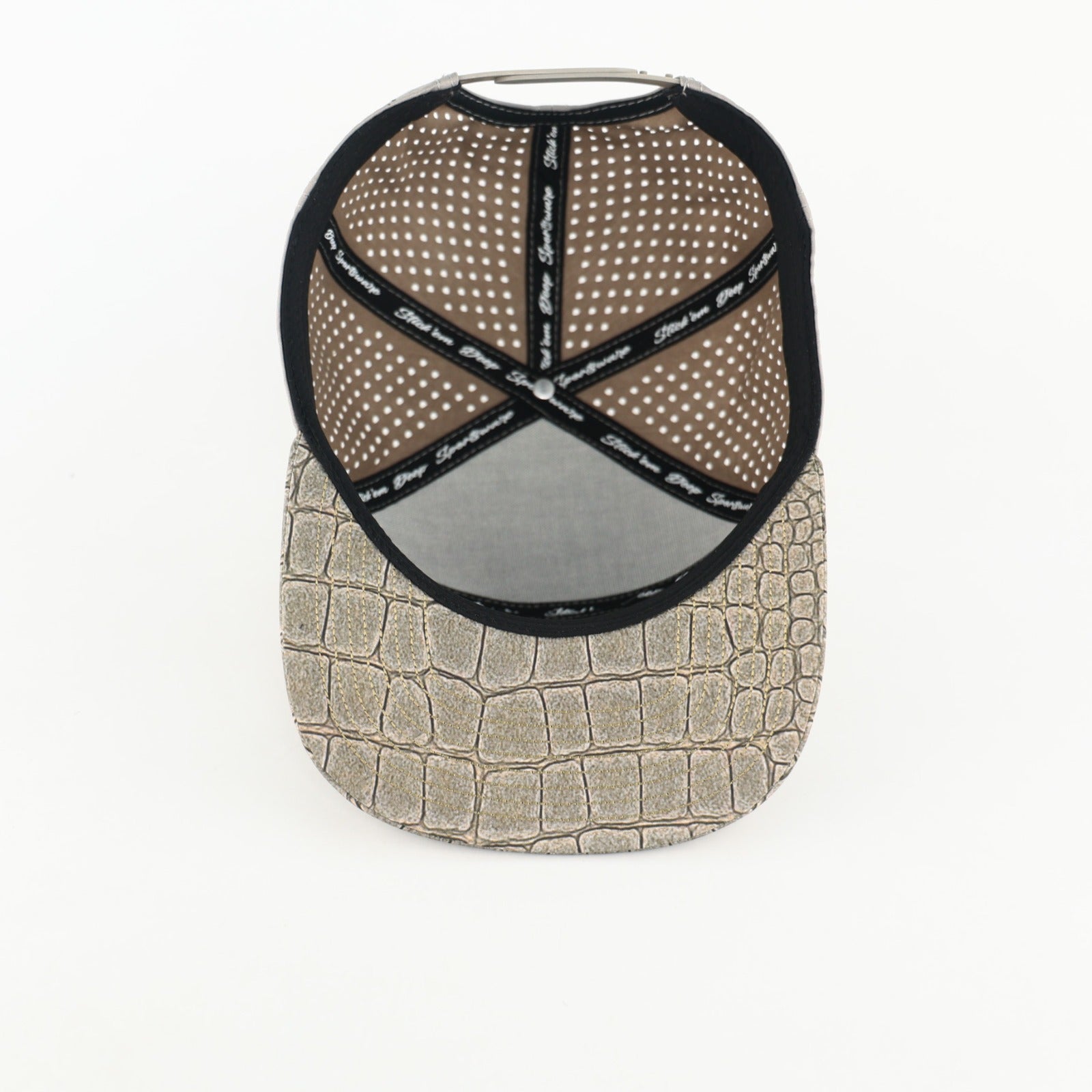 grey front with alligator print and grey back