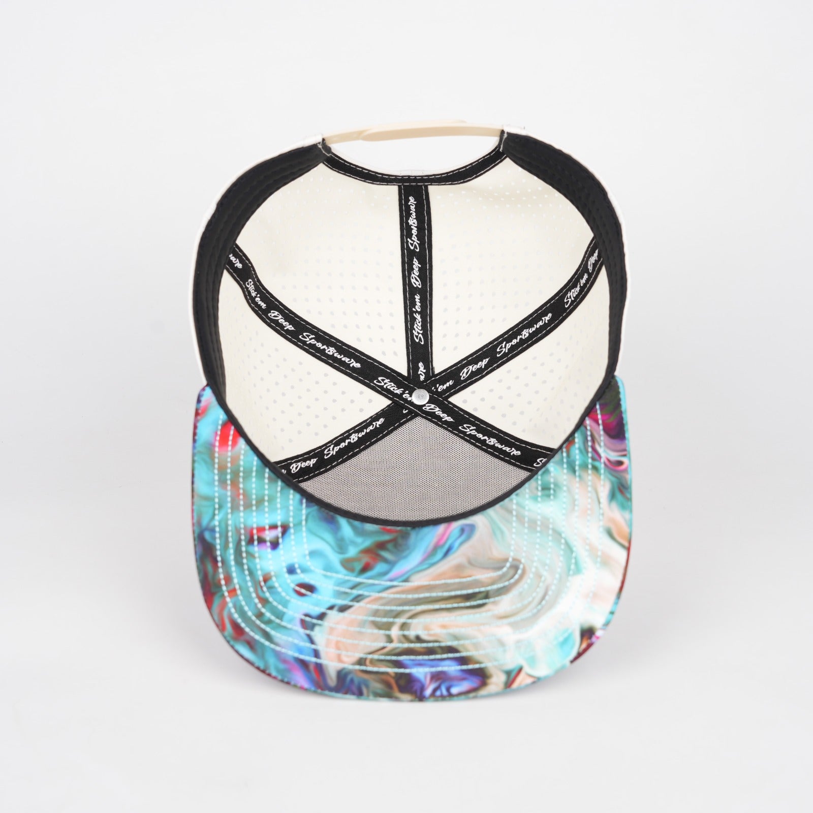 white front with light tan back and multi-colored marble