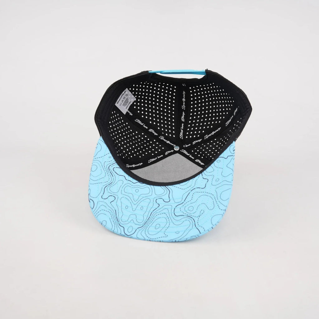 Youth Baby Blue Topographic Flat Bill Snapback – Black Back