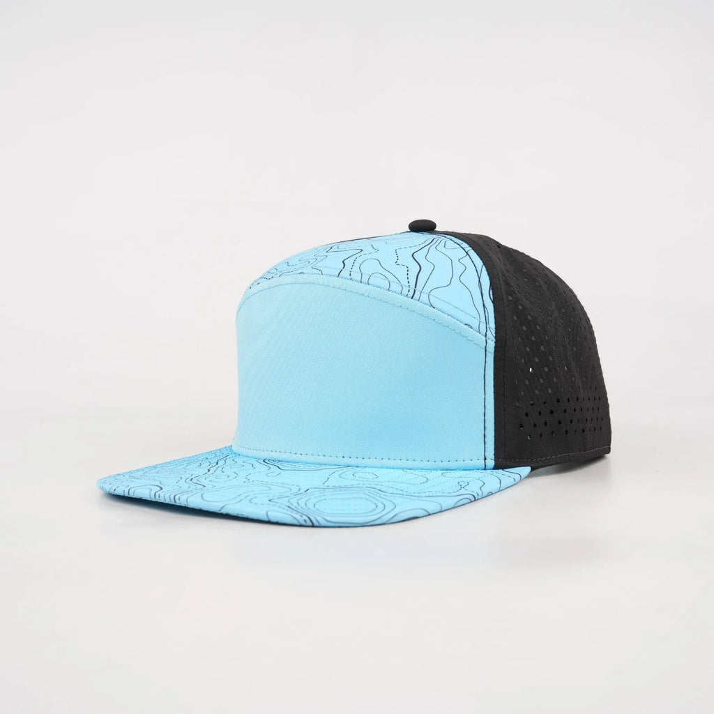 Youth Baby Blue Topographic Flat Bill Snapback – Black Back
