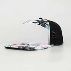 Youth White, Light Pink & Teal Tropical Flat Bill Snapback – Black Back